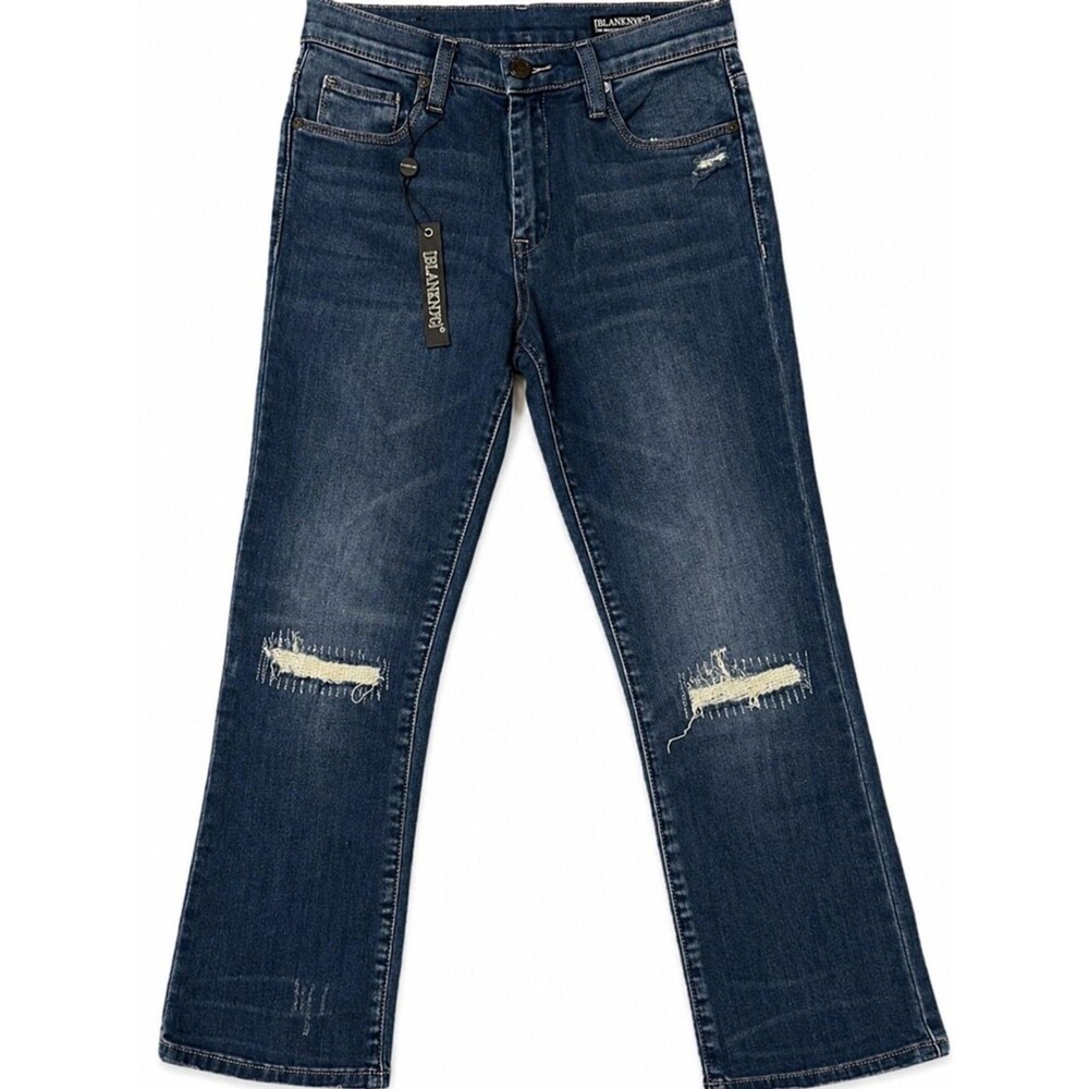 BLANKNYC The Micro Straight Leg Crop Jeans Happy Dust Distressed Womens 26 NWT
